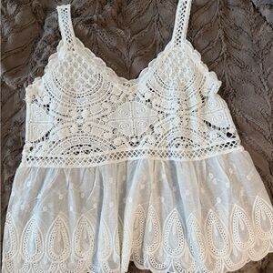 POL White Lace Tank Top